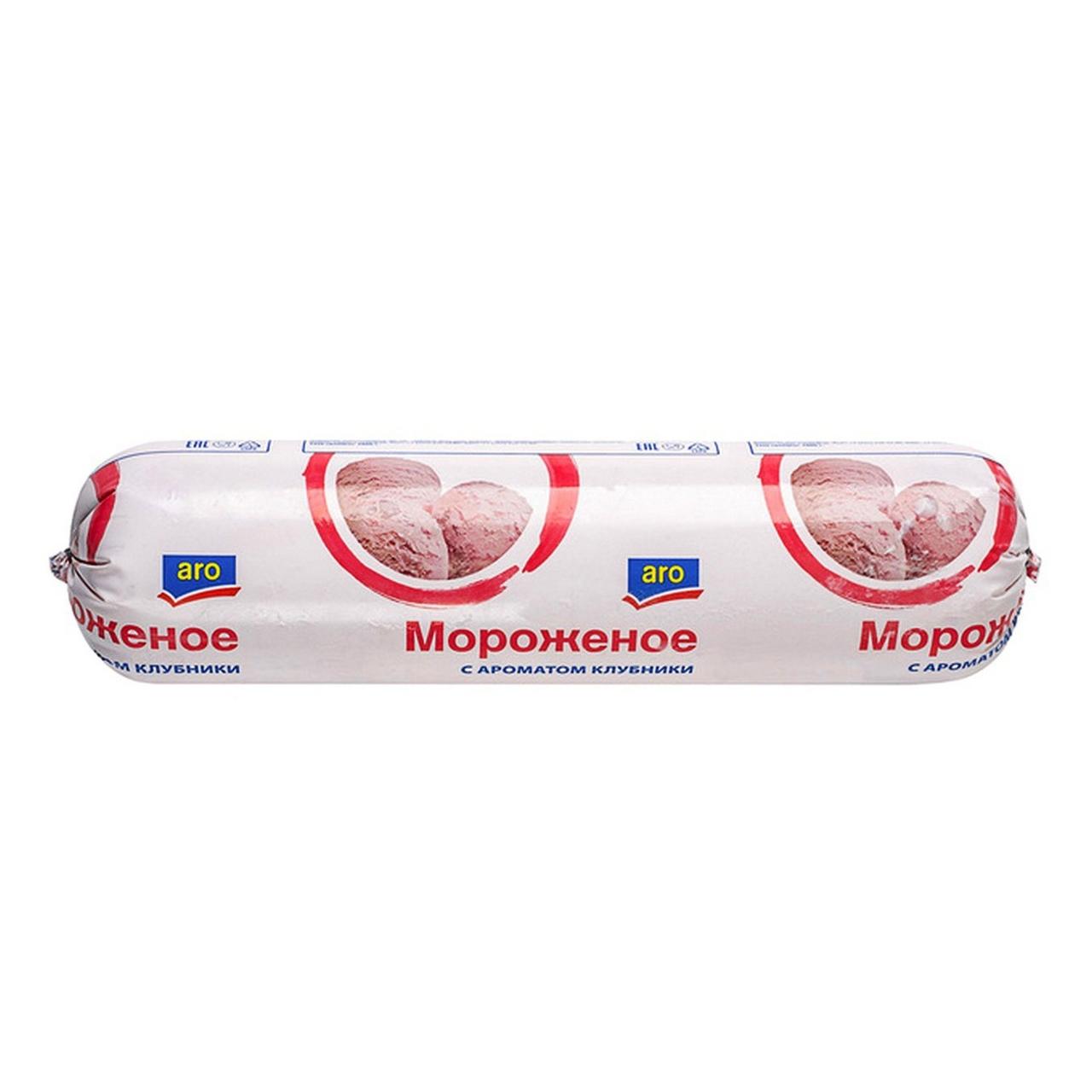 Мороженое aro молочное Клубничное 1 кг., оболочка
