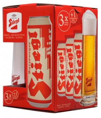 Набор Пиво Stiegl Goldbrau 5% 3шт. + бокал