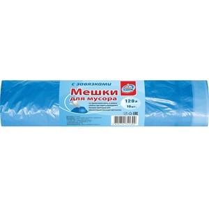 Пакеты для мусора Мой Дом с завязками голубые 120 л. 10 шт., рулон