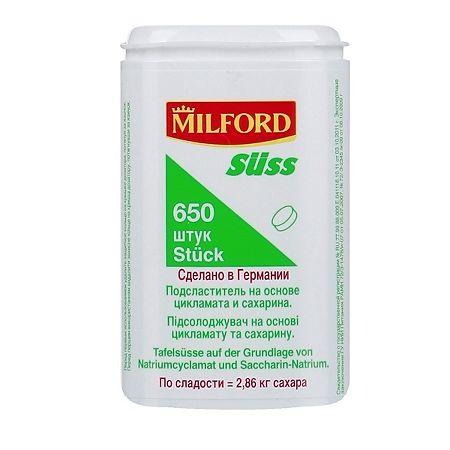 Подсластитель Milford Зюсс Комплексная пищевая добавка 650 таблеток, пластик