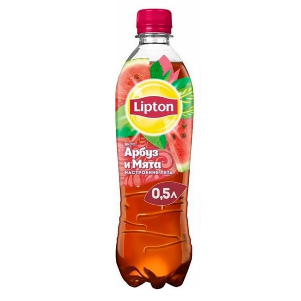 Чай холодный Lipton черный арбуз мята 500 мл., ПЭТ