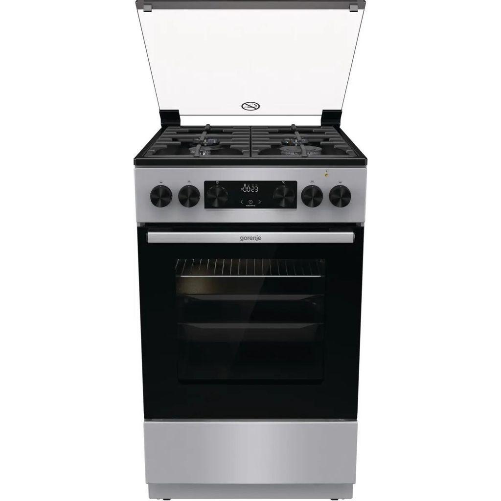 Газовая плита Gorenje GK5C41SF, электрическая духовка, стеклянная крышка, чугун, серый