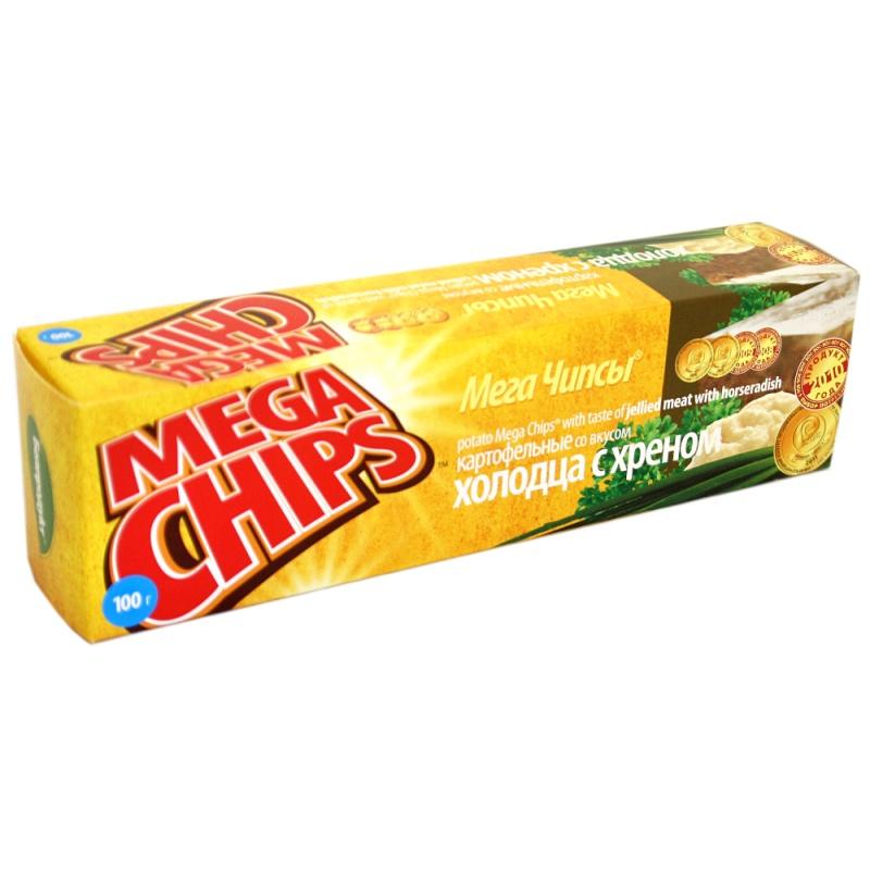Чипсы Mega Chips холодец с хреном 100 гр., картон