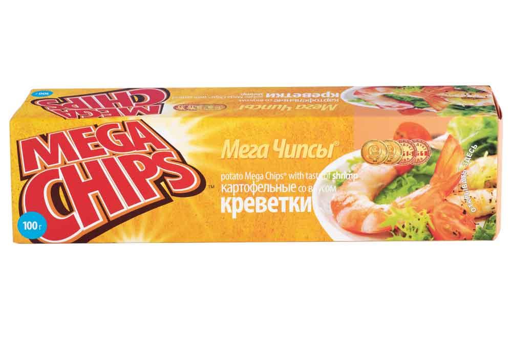 Чипсы Mega Chips креветка 100 гр., картон