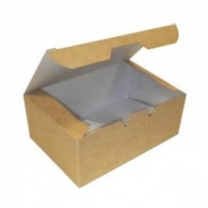 Коробка одноразовая картонная Doeco Eco fast food box S без печати на вынос, цвет крафт 115х75х45 мм., 25 штук, Россия