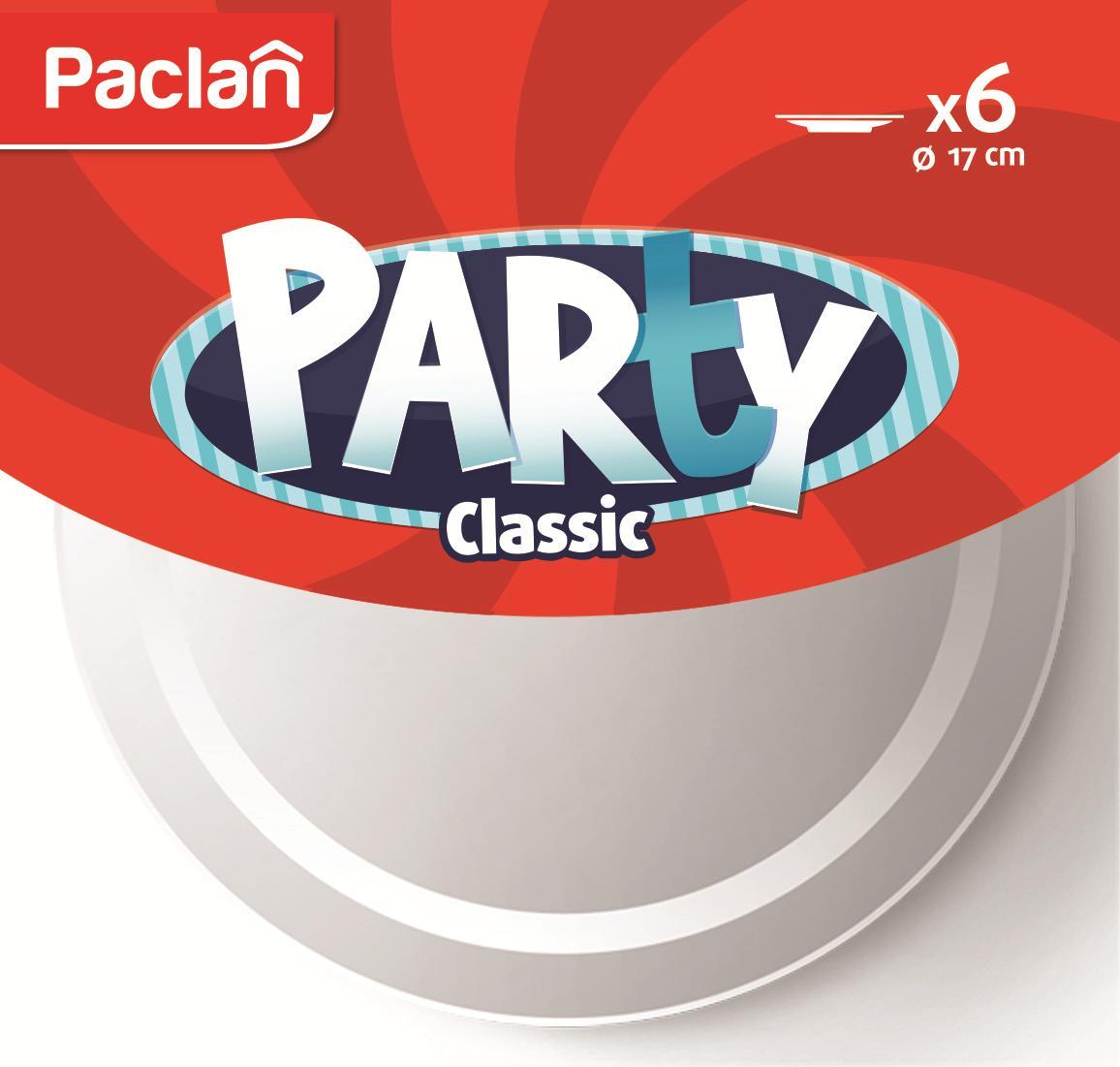 Набор тарелок Paclan Party Classic белые, 17 см., 6 шт., полиэтиленовая пленка пакет