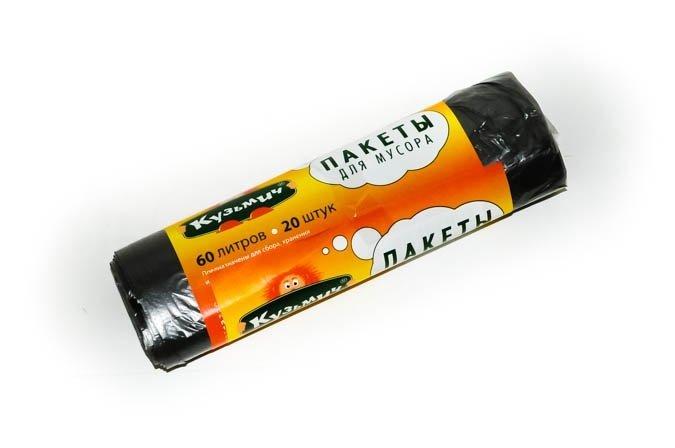 Пакеты для мусора Кузьмич 60 л. 20 шт., обертка