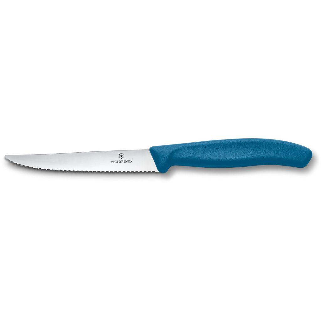 Нож кухонный Victorinox Swiss Classic 6.7232.C1, универсальный, для стейка/пиццы, 110мм, заточка серрейтор, стальной, синий