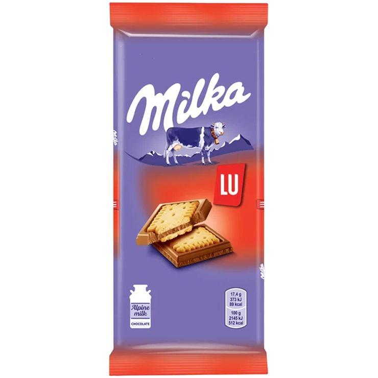 Шоколад MILKA молочный "Лу" с печеньем LU 87г*18