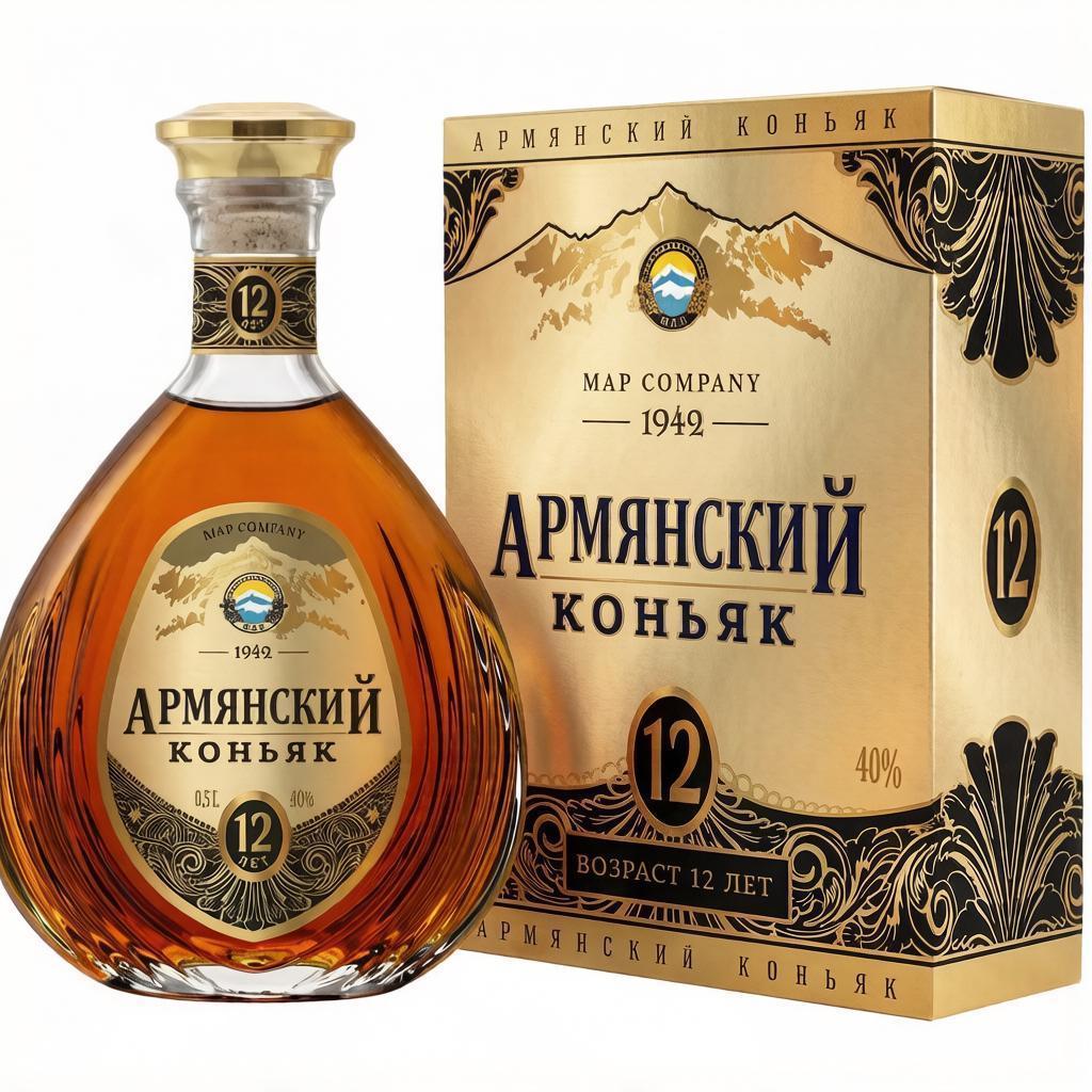 Коньяк MAP Армянский 12 лет 40% Армения подарочная упаковка 500 мл., стекло