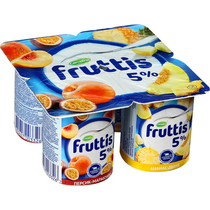 Йогурт Ананас-дыня Персик-маракуйя 5% 4шт., Fruttis, 460 гр, ПЭТ