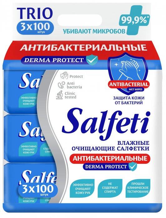 Влажные салфетки Salfeti antibac №100 антибактериальные 3 шт., пакет