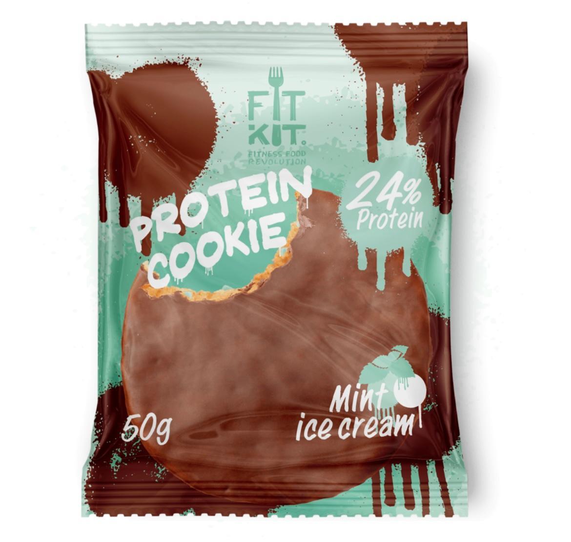 Пирожное FIT KIT Protein chocolate cookie Мятное мороженое 50 гр., флоу-пак