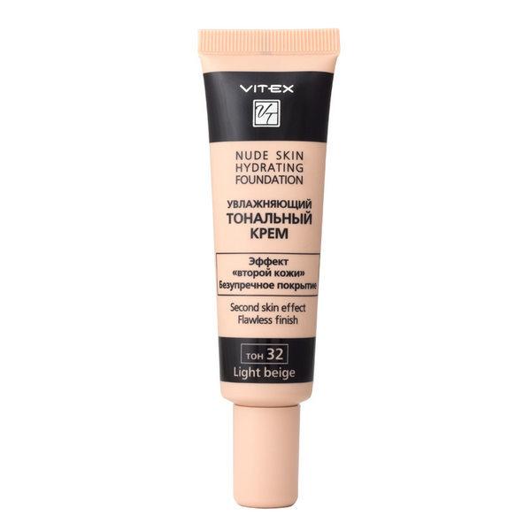 Увлажняющий тональный крем Nude Skin Hydrating Foundation, тон 32 Light Beige, Vitex, 30 мл., пластиковая туба