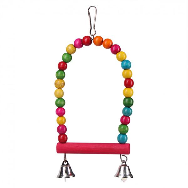 Игрушка для птиц PetStandArt Качели из бусин дерево 12x2x17 см.