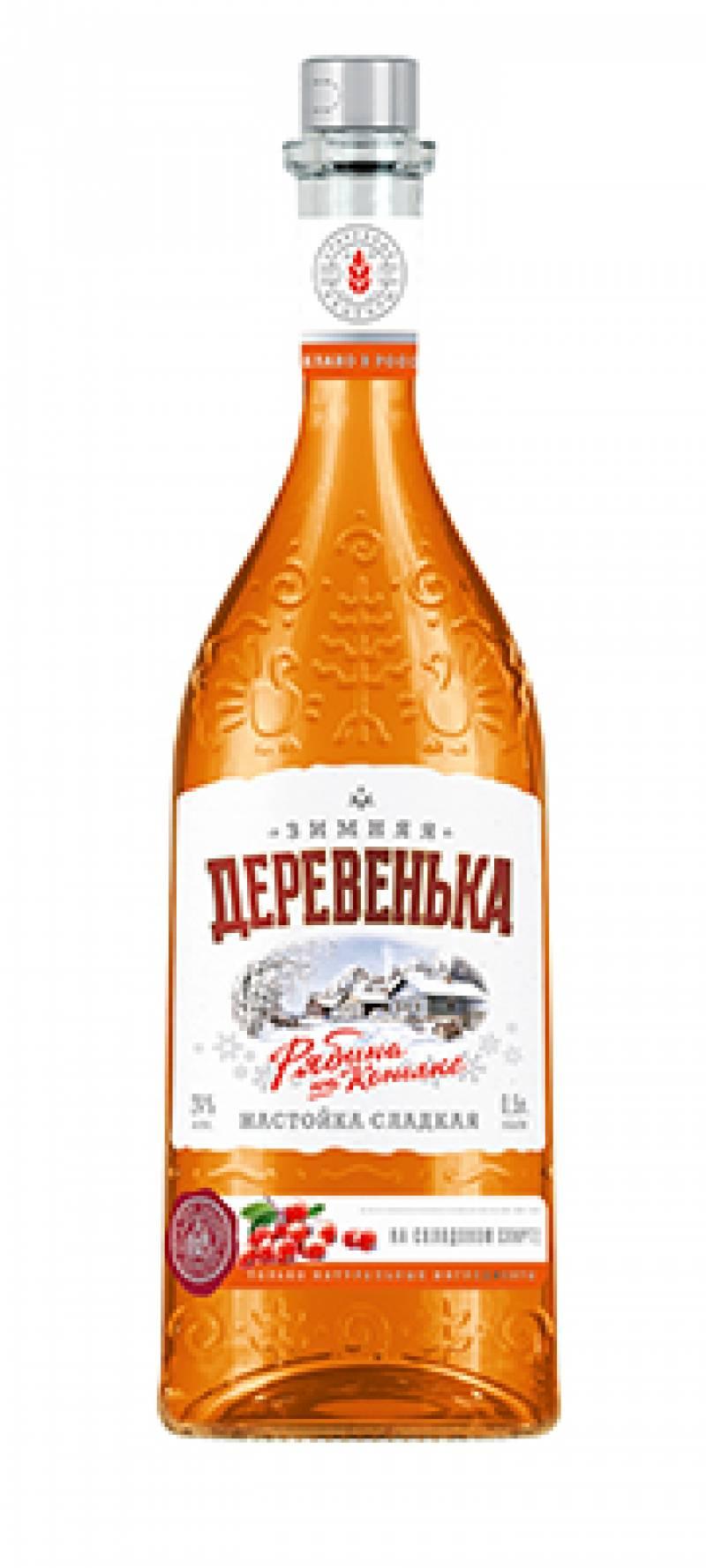 Настойка Зимняя Деревенька рябина на коньяке сладкая 24%