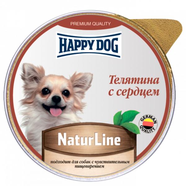 Влажный корм для собак Happy Dog Natur Line телятина сердце паштет для мелких пород 125 гр., ламистер