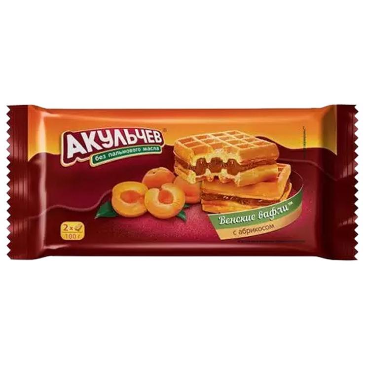 Вафли Акульчев Венские с абрикосом 100 гр., флоу-пак