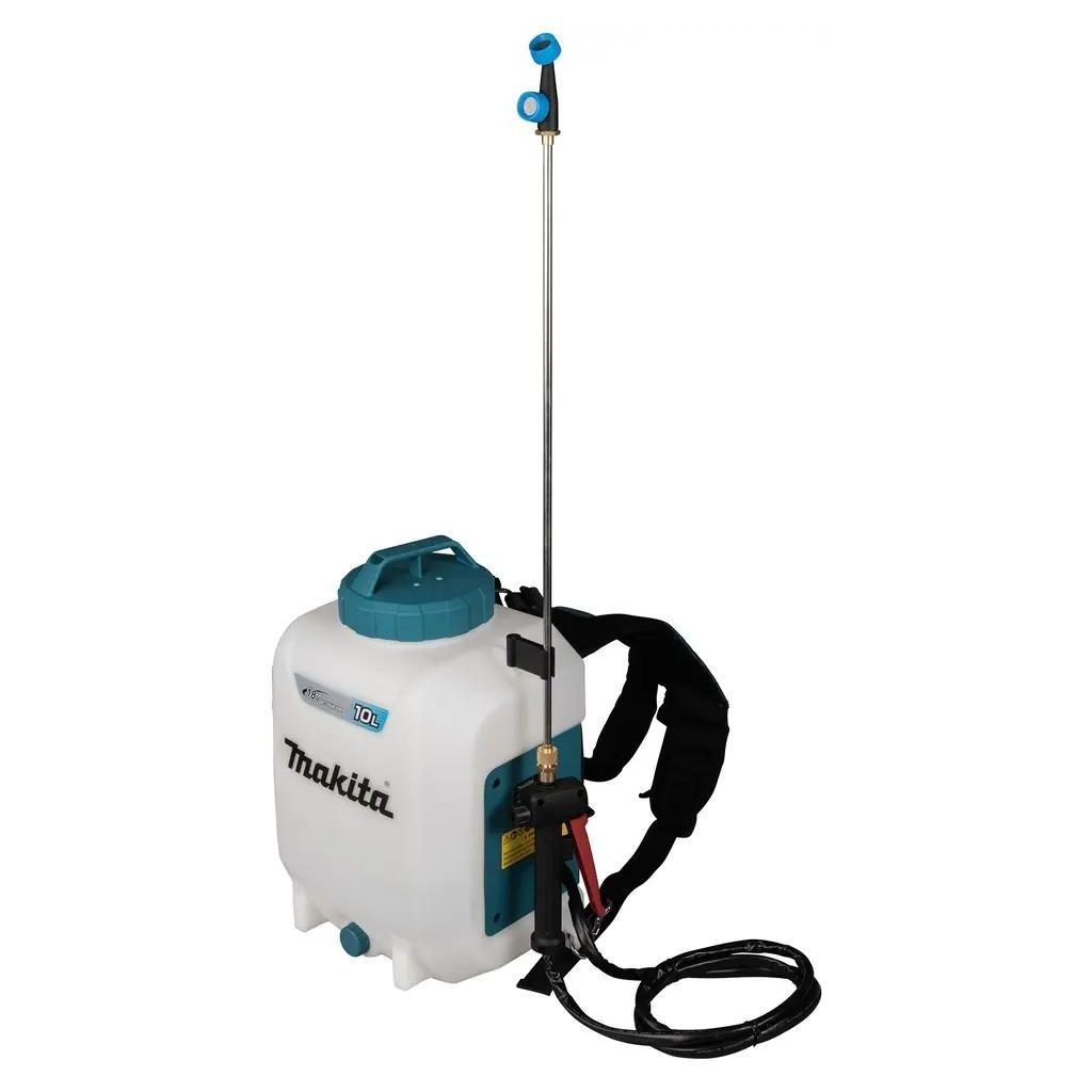 Опрыскиватель Makita DUS108Z, аккумуляторный, ранцевый, 10л, белый/бирюзовый