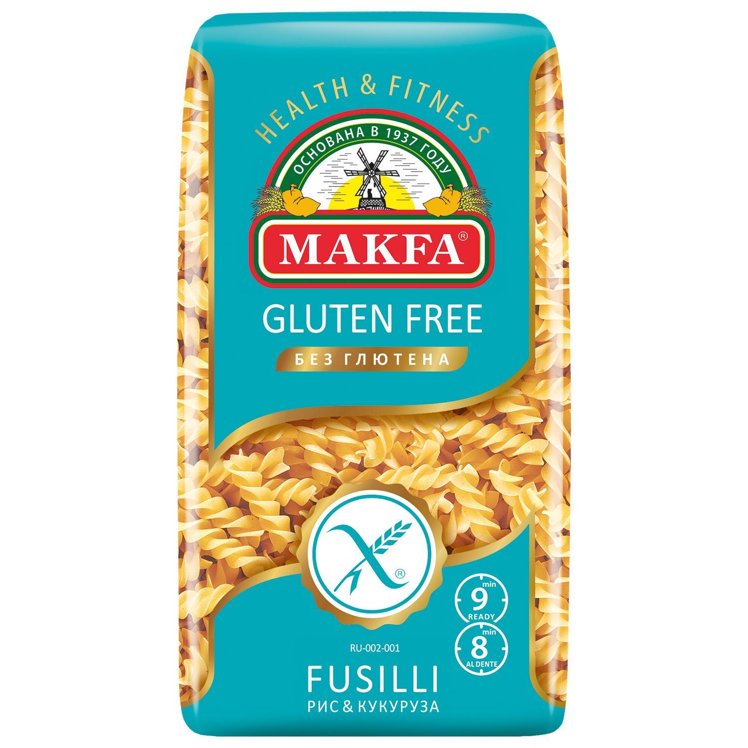 Макаронные изделия Спирали безглютеновые, Makfa, 300 гр., флоу-пак