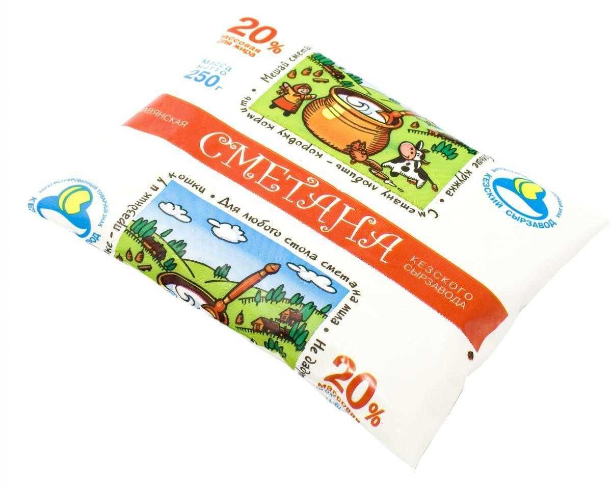 Сметана 20% Кезский СЗ, 250 гр., пластиковый пакет