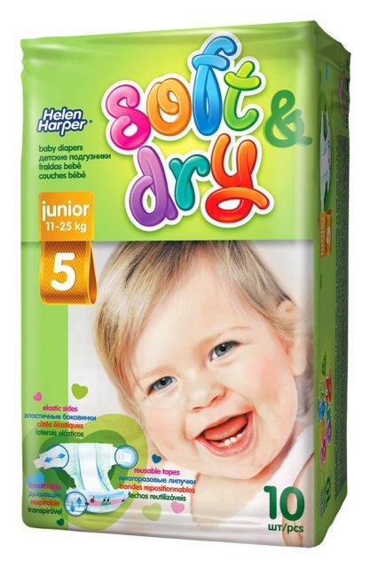 Подгузники Helen Harper Soft & Dry размер 5 Junior (11-25 кг.) 10 шт., флоу-пак