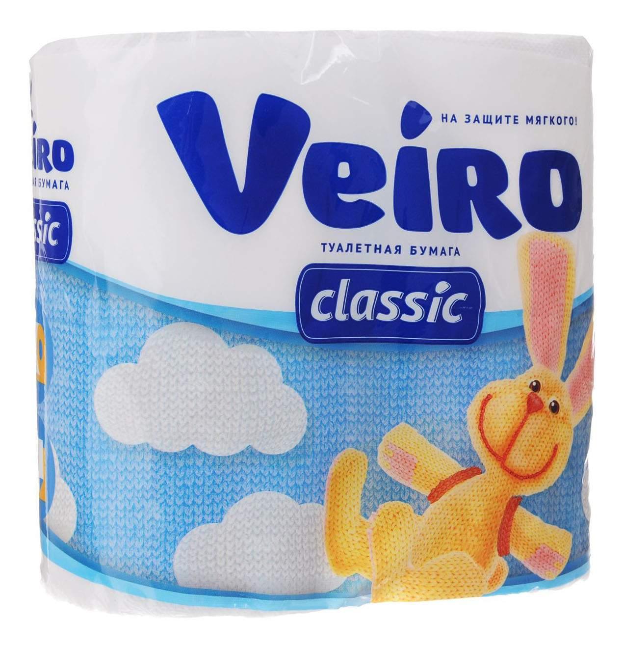 Туалетная бумага 2сл. 4шт. Veiro Classic, без аромата, бел., флоу-пак
