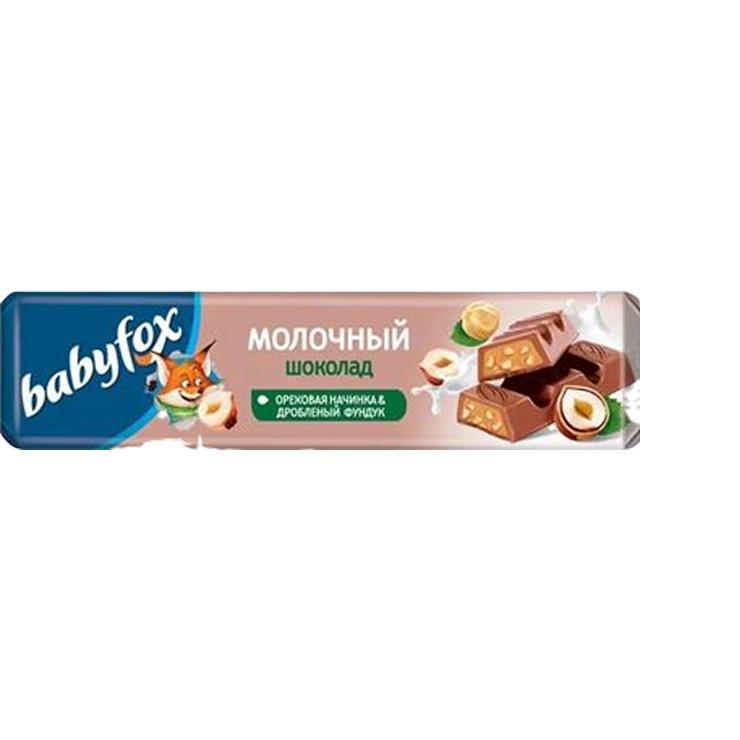 Батончик шоколадный Babyfox с ореховой начинкой и фундуком 45 гр., бумага