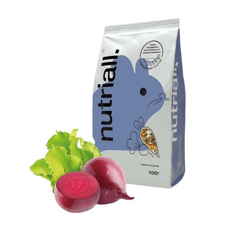 Корм для шиншилл Nutriall полнорационный с овощами 900 гр., флоу-пак