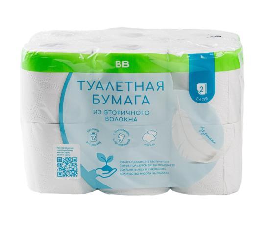 Бумага туалетная ВкусВилл 2 слоя 12 шт., пакет