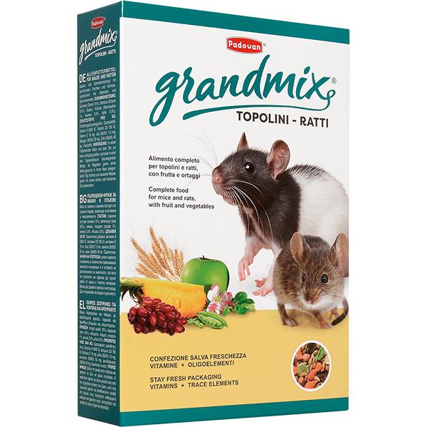 Корм для взрослых мышей и крыс Padovan GRANDMIX TOPOLINE E RATTI комплексный основной 400 гр., картон