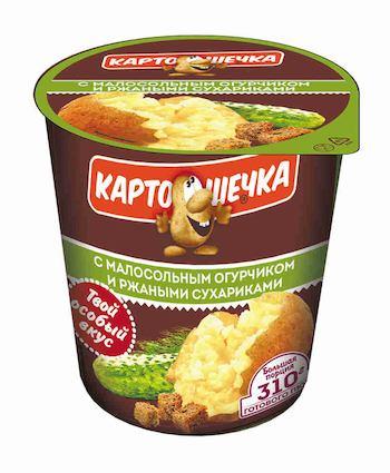 Пюре Картошечка картофельное ржаные сухарики/малосольный огурец 50 гр., стакан