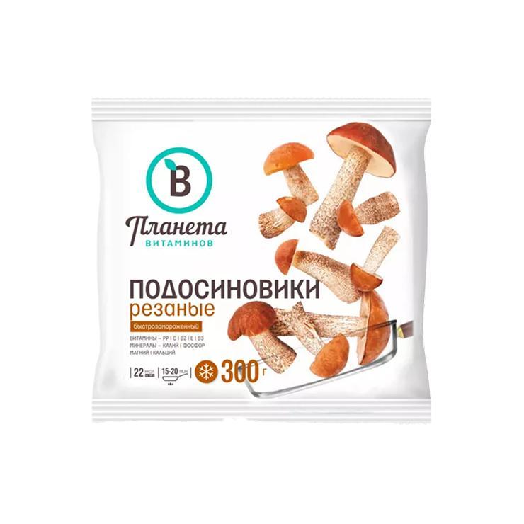 Грибы Планета Витаминов подосиновики резаные 300 гр., флоу-пак