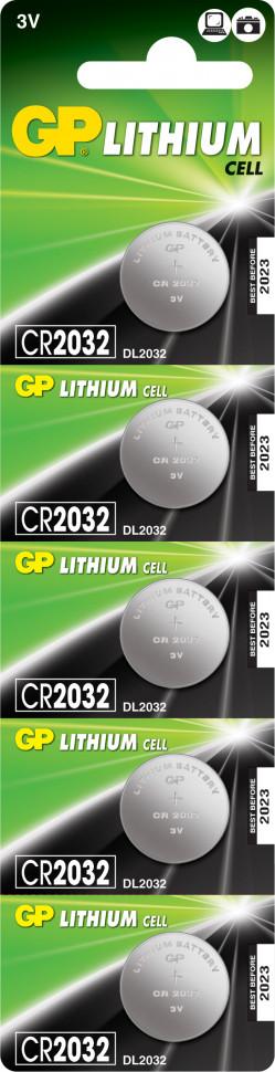 Батарейка литиевая, 1 шт., отрывной блок GP Batteries, Lithium, CR2032-7CR5, 7гр., блистер