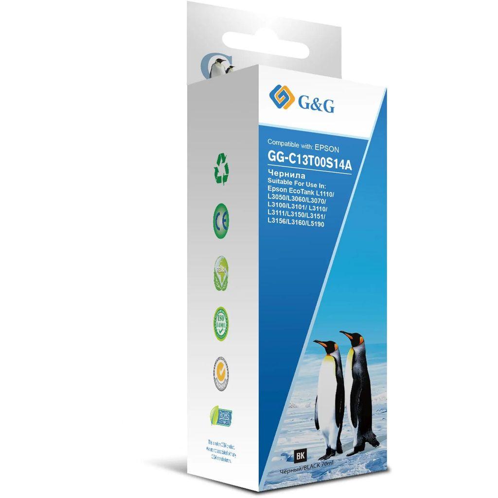 Чернила G&G GG-C13T00S14A 103BK, для Epson, 70мл, черный