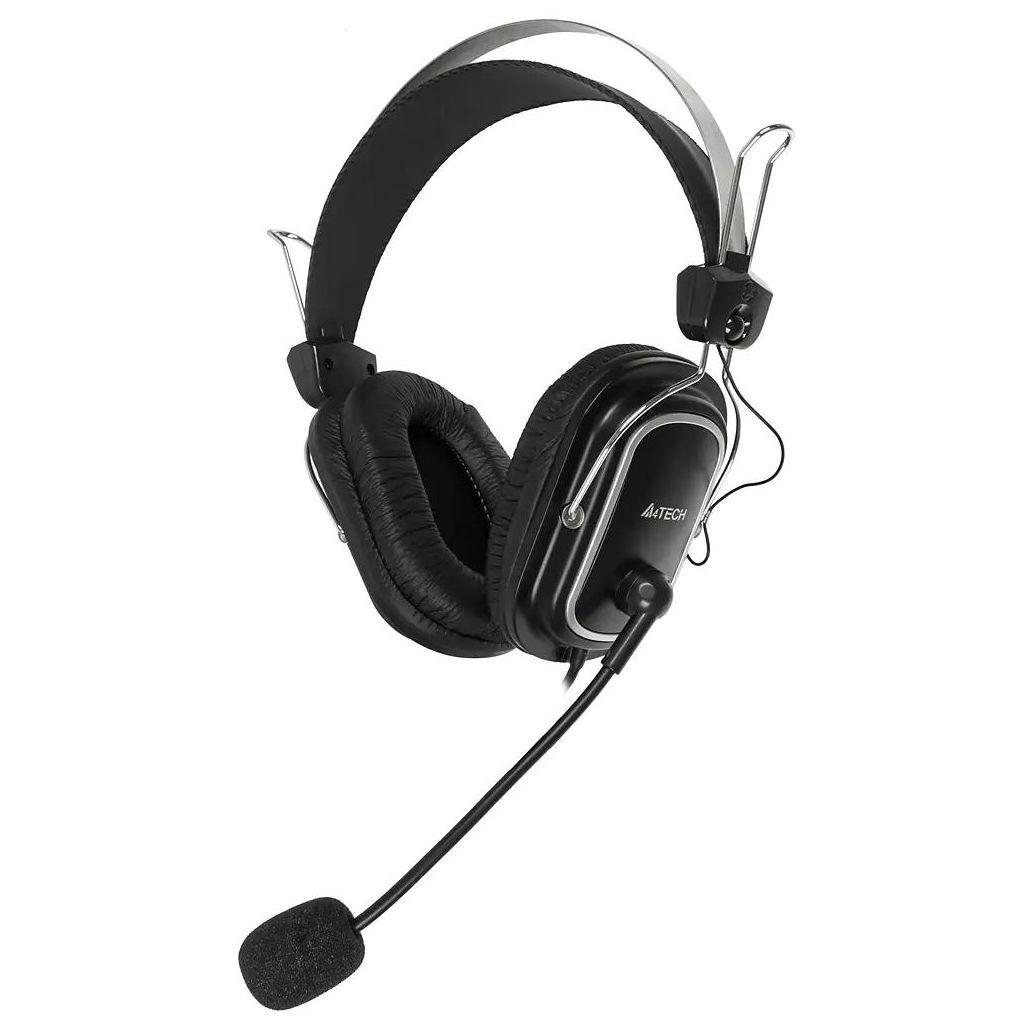 Гарнитура A4TECH HS-50, для компьютера, мониторные, проводные, черный