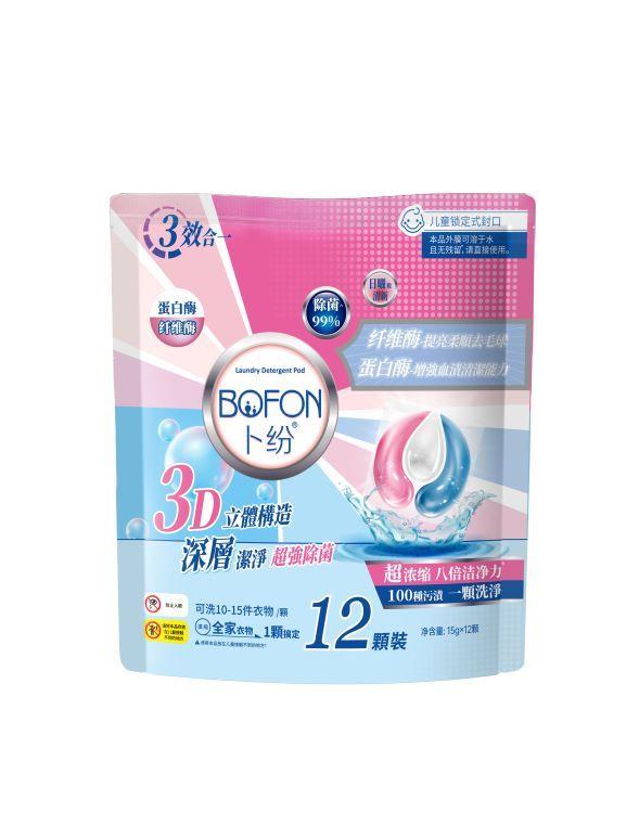 Капсулы для стирки Bofon 3 в 1 трехкамерные 12 шт., дой-пак