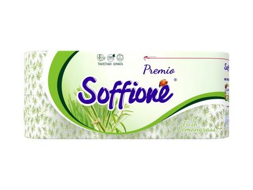Туалетная бумага 3-х слойная, 8 рулонов Soffione Премиум Фреш Лемонграсс, полиэтиленовая флоу-пак