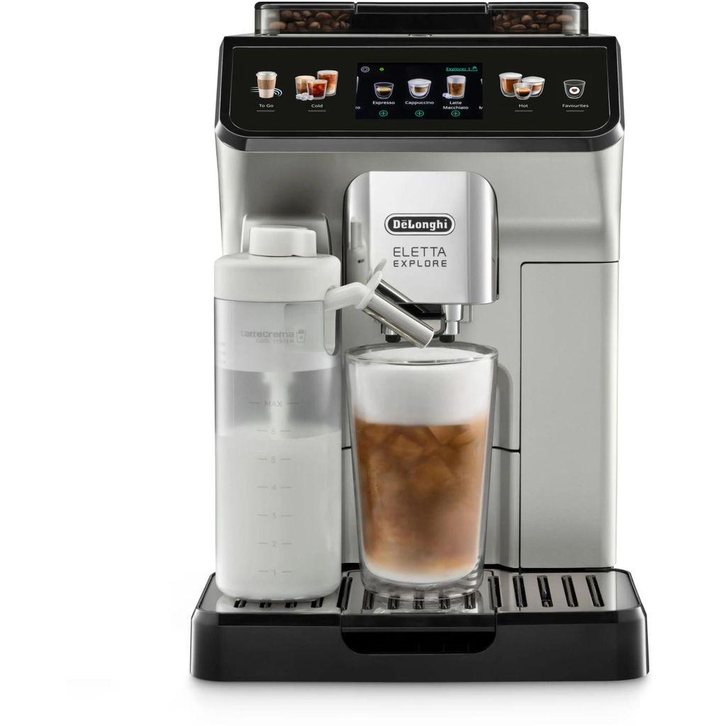 Кофемашина автоматическая DeLonghi Eletta Explore ECAM450.55.S, 19Бар, с автоматическим капучинатором, серебристый/черный