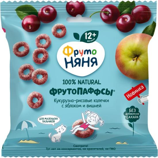 Кукурузно-рисовые колечки Фруто Няня с яблоком и вишней 21 гр., флоу-пак