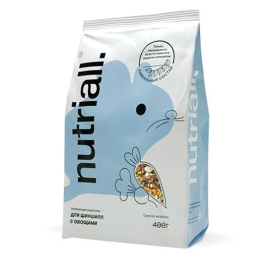 Корм для шиншилл Nutriall полнорационный с овощами 400 гр., флоу-пак