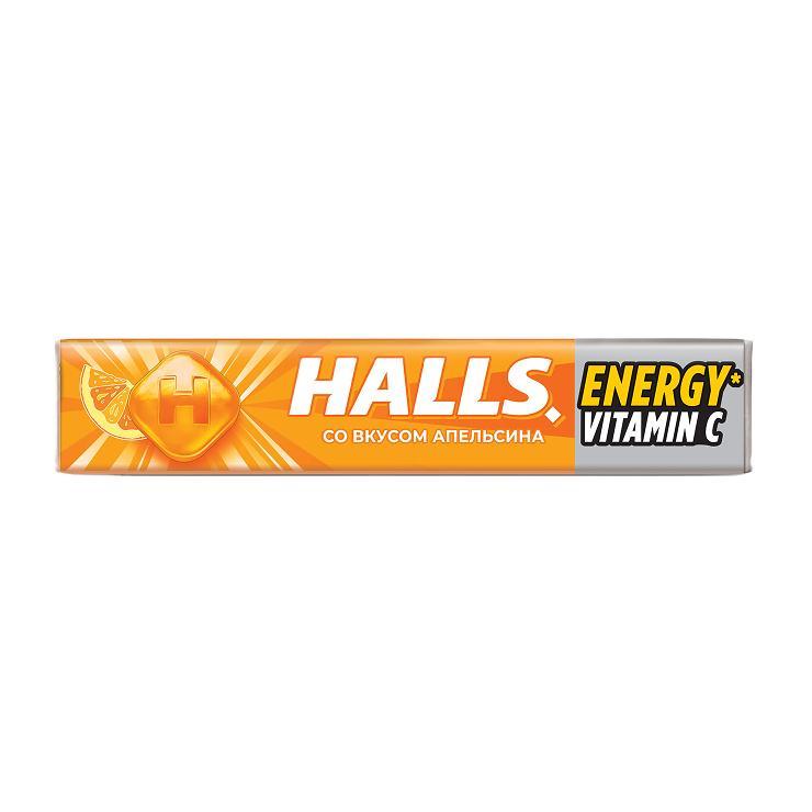 Карамель леденцовая Halls апельсин витамин C 25 гр., обертка