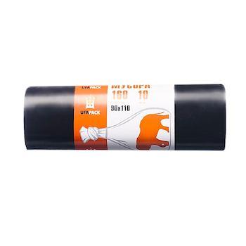 Пакеты для мусора ПВД 160 л., 10 шт., черные Ufapack, флоу-пак