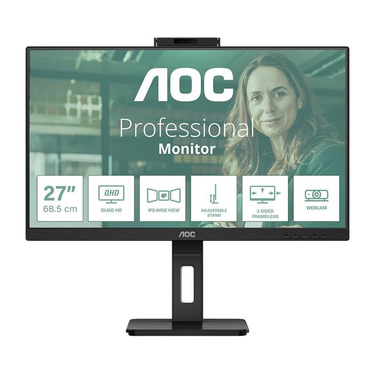 Монитор AOC Pro Q27P3QW, 2560x1440, IPS, 75Гц, 2хHDMI, 1хDP черный 6,6 кг., картон