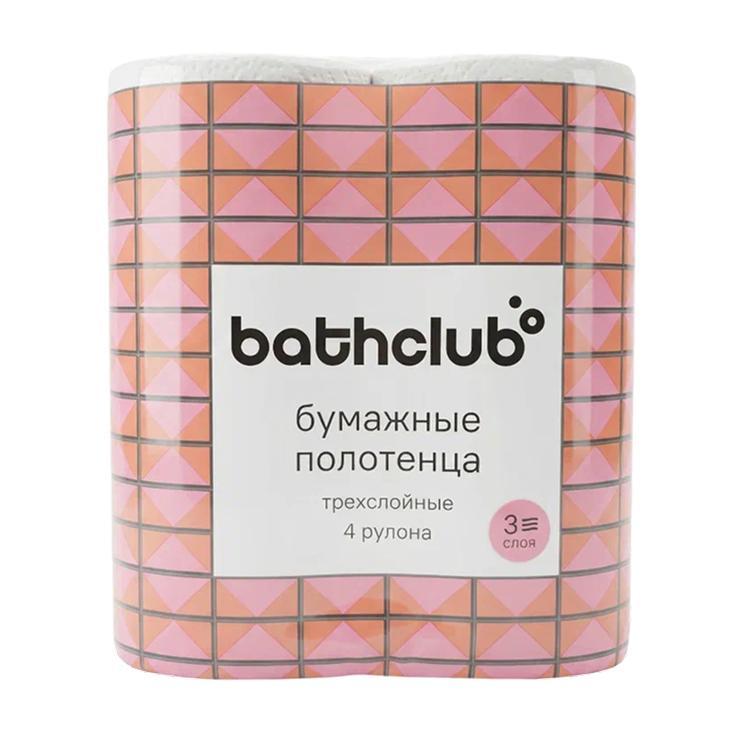 Бумажные полотенца Bathclub белые 3 слоя 4 шт., флоу-пак