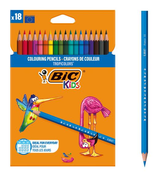 Цветные карандаши BIC Kids Tropicolors 18 шт., картон
