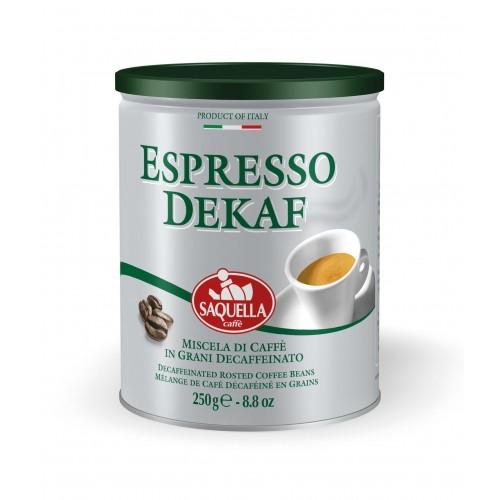 Кофе в зернах Saquella Espresso Dekaf без кофеина 250 гр., ж/б