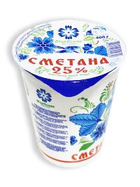 Сметана 25% Витебское молоко 400 гр., стакан