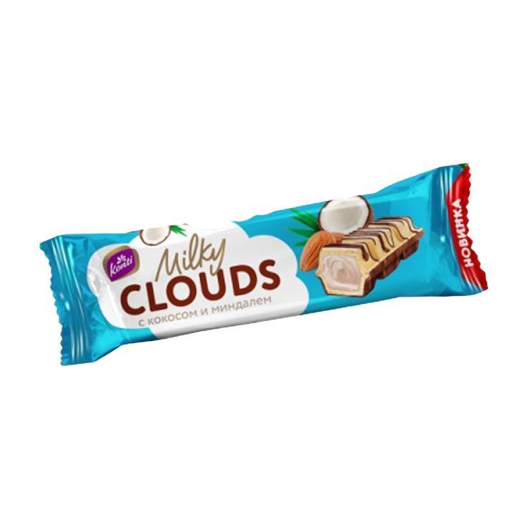 Батончик Konti Milky Clouds с кокосом и миндалем 23 гр., флоу-пак