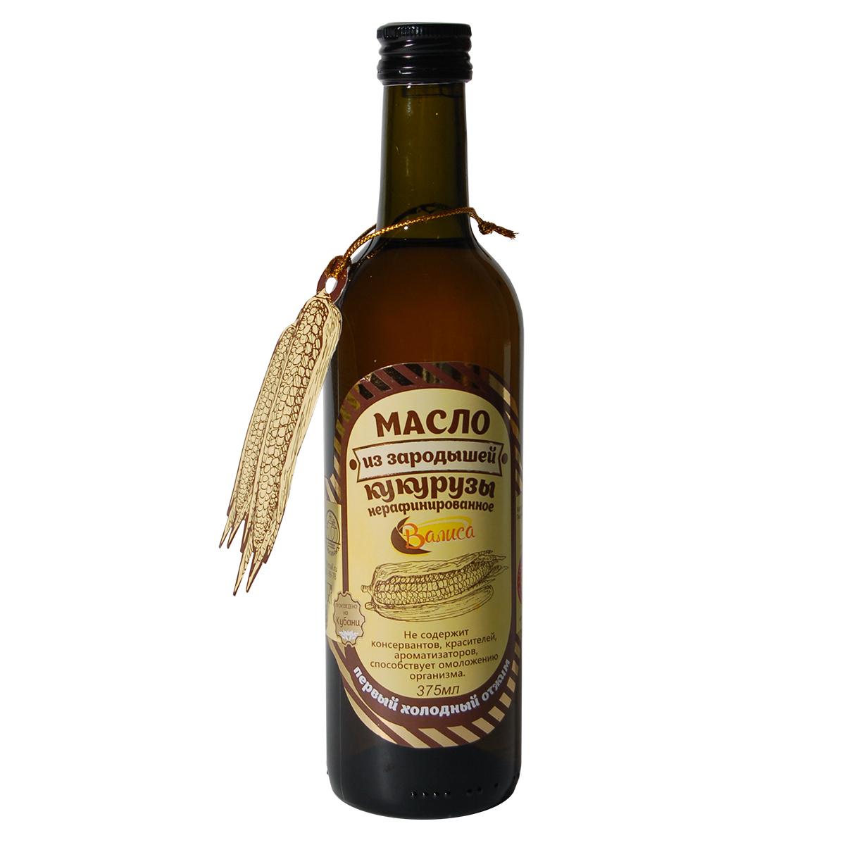 Масло соевое Валиса нерафинированное из зародышей кукурузы, 375 мл., стекло